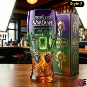 Warcraft 2004-2026 22nd Anniversary Glass 3 World Warcraft anniversary glass with themed design!