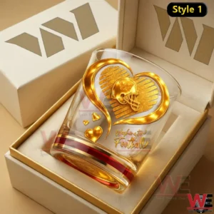 Gold Washington football themed whiskey glass in a gift box!