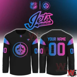 Winnipeg Jets cyberpunk hockey jersey with neon logo and custom name area!
