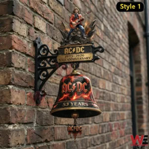 ACDC anniversary wall bell mounted on a brick wall!