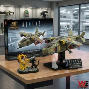 Aliens Cheyenne dropship building brick display set on a table!