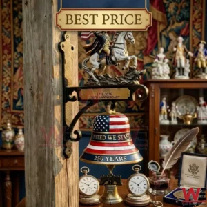 Commemorative wall art of Washington and Liberty Bell.