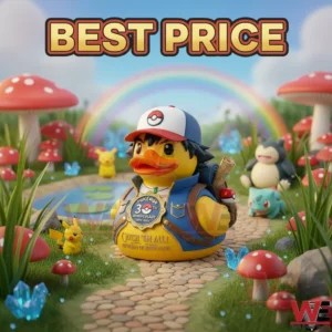 Adventure duck figure in fantasy garden path scene!