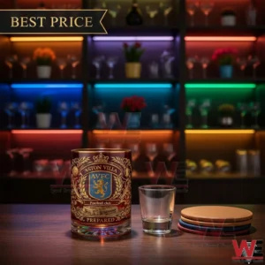 Aston Villa Villa Park Glass 3 Aston Villa themed glass with shot glass and coasters!