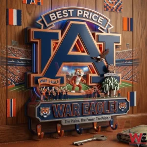 Auburn University themed key holder with a large logo and miniature stadium figures!