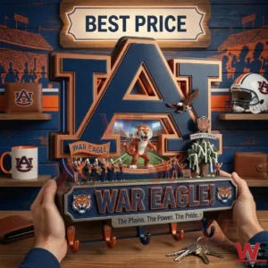 Close up view of the Auburn University key holder being held by hand!