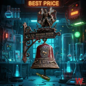 Resident Evil themed wall bell in a glowing lab display!