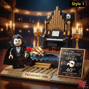 Brick Phantom figure beside organ and anniversary sign!