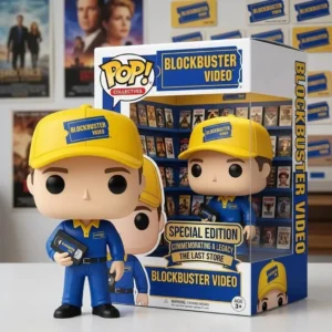 Blockbuster employee style collectible figure beside special edition box!