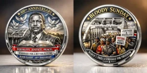 Bloody Sunday sixtieth anniversary commemorative coin with a portrait and civil rights march scene!