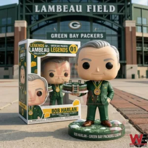 Bob Harlan collectible figure and box in front of Lambeau Field!