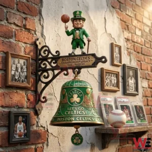 Boston Celtics Championship Legacy Wall Bell 6 Boston Celtics wall bell displayed with framed photos and sports collectibles!