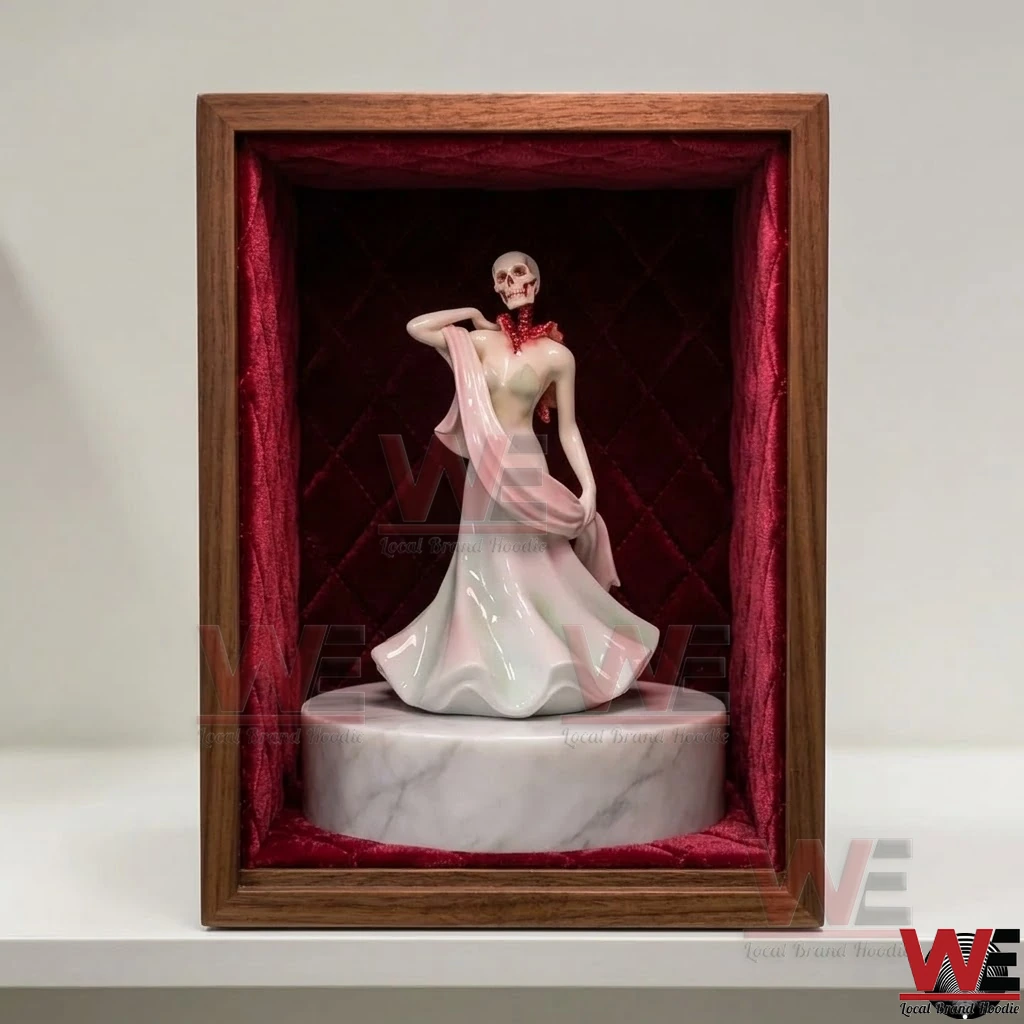 Broken Ladies Figure Doll 2 Skeleton lady porcelain doll inside a red velvet lined wooden display box!