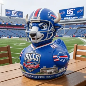 Buffalo Bills anniversary mascot figure at a football stadium!