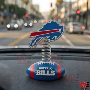 Buffalo Bills bobblehead style ornament on a car dashboard!