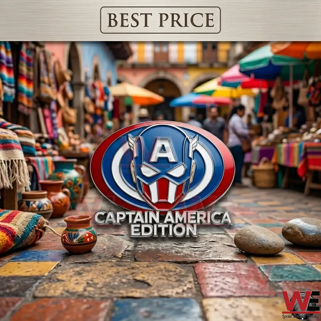 Captain America Edition Car Name Badge 2 Oval Captain America metal plaque at a market.