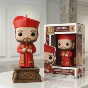 Cardinal inspired collectible figure with display box in a bright room!