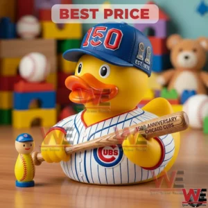 Chicago Cubs 150th Anniversary Collectible Duck 8 Yellow duck Cubs anniversary collectible displayed in a colorful toy room!