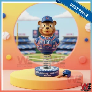 Chicago Cubs 150th Anniversary Mascot Dashboard Bobblehead 5 Chicago Cubs anniversary mascot bobblehead on a colorful stand!