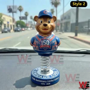 Chicago Cubs 150th Anniversary Mascot Dashboard Bobblehead 7 Chicago Cubs anniversary mascot bobblehead on a car dashboard!