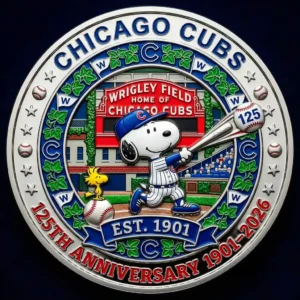 Chicago Cubs anniversary coin with Snoopy at Wrigley Field!