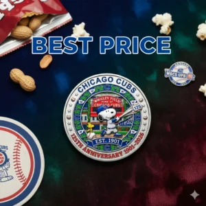 Chicago Cubs anniversary coin in a product display!