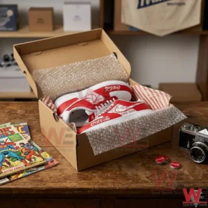 Coca Cola Air Force 1 Shoes 5 Custom shoes in a cardboard shipping box.