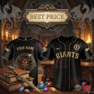 Custom MLB ALL TEAM x Fourth Wing Jersey 7 Giants baseball jersey with medieval dragon accessories.