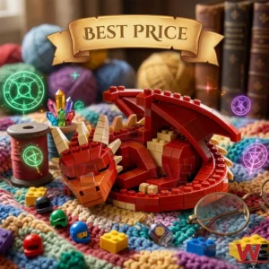 Cute Sleeping Dragon Building Set 6 Red brick dragon figure with magical glowing effects and craft items!