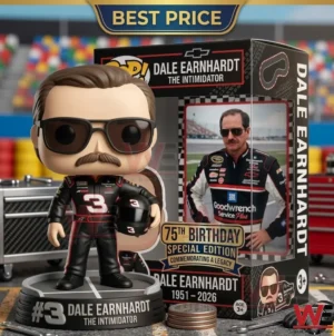 Special edition Dale Earnhardt vinyl figure with birthday commemorative box and racing background!
