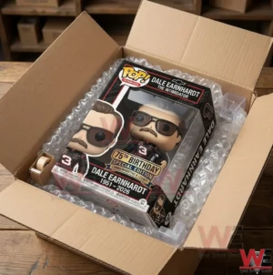 Boxed racing collectible figure packed in a shipping box with protective bubble wrap!