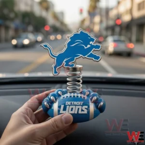 Detroit Lions dashboard spring ornament held inside a car!