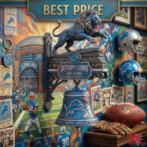 Detroit Lions themed wall bell in a football fan room!