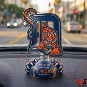Detroit Tigers dashboard bobblehead with team logo and tiger design in a car!