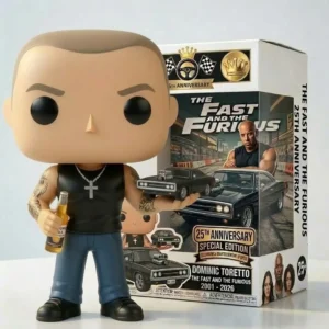 Dominic Toretto vinyl figure beside anniversary collector box!