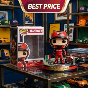 Ducati anniversary collectible figure and box in a collector display room!