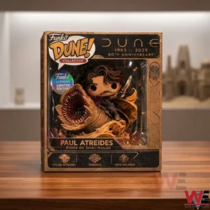 The front view of a limited edition Dune collector box for a Paul Atreides vinyl figure!