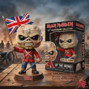 Iron Maiden Eddie soldier collectible with British flag and display box!