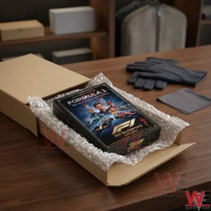 Formula 1 76th Anniversary Limited Edition Playing Cards 3 Formula 1 anniversary playing cards being packed for shipping with protective wrap and gloves!