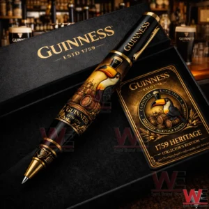 Black and gold Guinness pen in a presentation box with vintage toucan artwork!