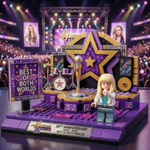 Purple concert stage building brick display with singer figure on stage!