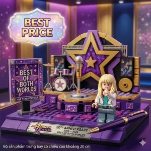 Close view of anniversary concert stage building brick display with price sign!