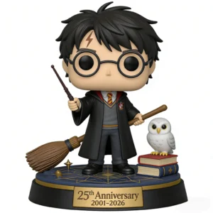 Close up of anniversary Harry Potter figure with owl!