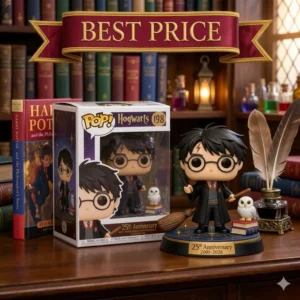 Harry Potter anniversary figure and box on a magical desk!