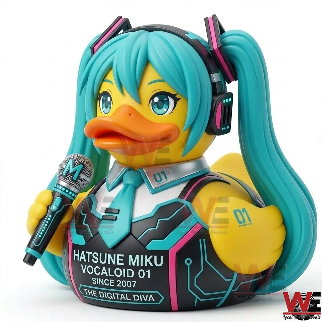 Hatsune Miku Vocaloid The Digital Diva Rubber Duck 2 Profile view of the Hatsune Miku digital diva rubber duck on a white background!