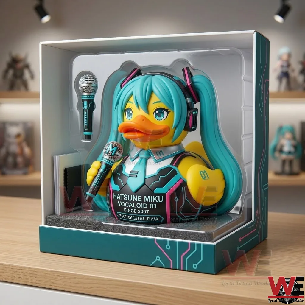 Hatsune Miku Vocaloid The Digital Diva Rubber Duck 3 Hatsune Miku rubber duck figure in its original display box with a spare microphone!
