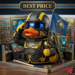 Helldivers II Super Earth Veteran Duck 6 Saluting Helldivers 2 rubber duck inside a miniature command center!