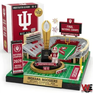 Indiana Hoosiers championship brick stadium display with trophy and player figure!