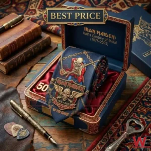Iron Maiden anniversary necktie in a luxury display box with vintage accessories!