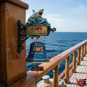 Jaws Shark 50th Anniversary wall bell 4 Jaws 50 Years anniversary wall bell mounted on ship deck with ocean background!
